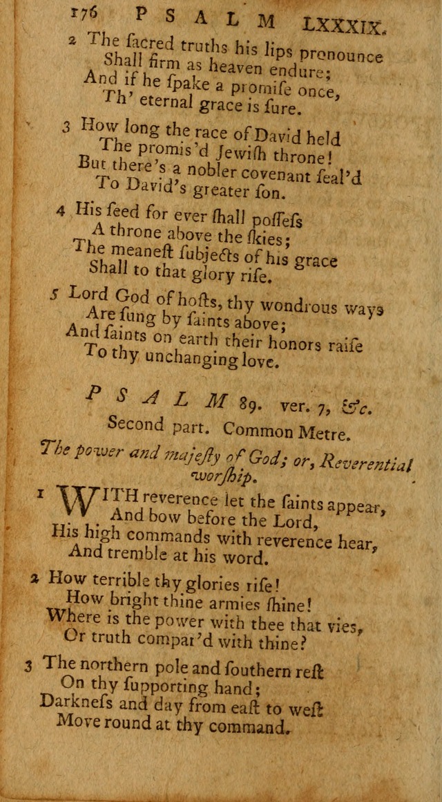 Psalms, carefully suited to the Christian worship in the United States of America: being an improvement of the old version of the Psalms of David ; allowed by the reverend Synod of New York and Philad page 176