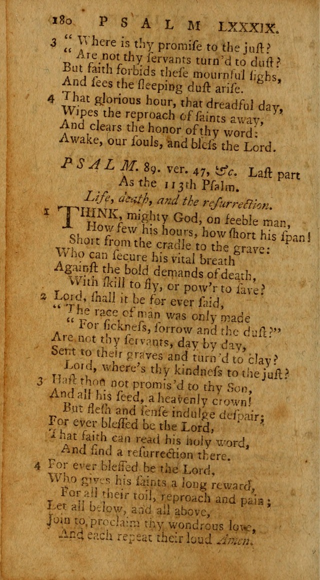 Psalms, carefully suited to the Christian worship in the United States of America: being an improvement of the old version of the Psalms of David ; allowed by the reverend Synod of New York and Philad page 180