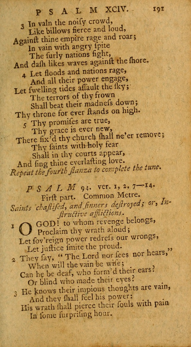 Psalms, carefully suited to the Christian worship in the United States of America: being an improvement of the old version of the Psalms of David ; allowed by the reverend Synod of New York and Philad page 191