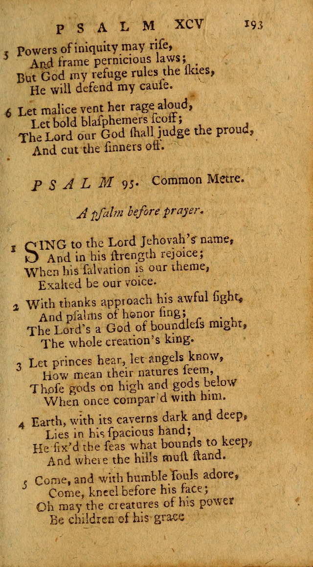 Psalms, carefully suited to the Christian worship in the United States of America: being an improvement of the old version of the Psalms of David ; allowed by the reverend Synod of New York and Philad page 193