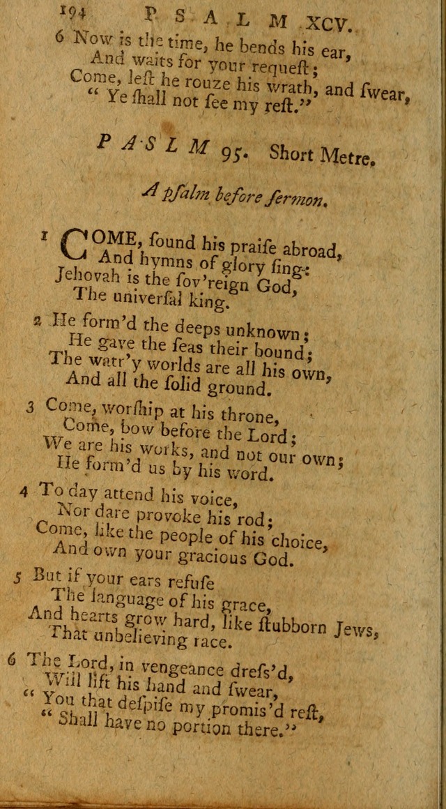 Psalms, carefully suited to the Christian worship in the United States of America: being an improvement of the old version of the Psalms of David ; allowed by the reverend Synod of New York and Philad page 194