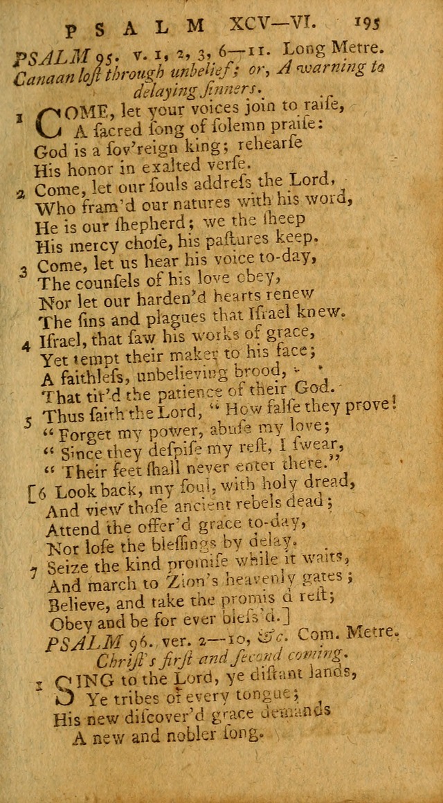 Psalms, carefully suited to the Christian worship in the United States of America: being an improvement of the old version of the Psalms of David ; allowed by the reverend Synod of New York and Philad page 195