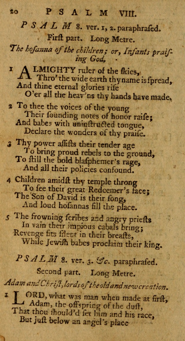 Psalms, carefully suited to the Christian worship in the United States of America: being an improvement of the old version of the Psalms of David ; allowed by the reverend Synod of New York and Philad page 20