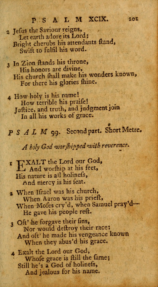 Psalms, carefully suited to the Christian worship in the United States of America: being an improvement of the old version of the Psalms of David ; allowed by the reverend Synod of New York and Philad page 201