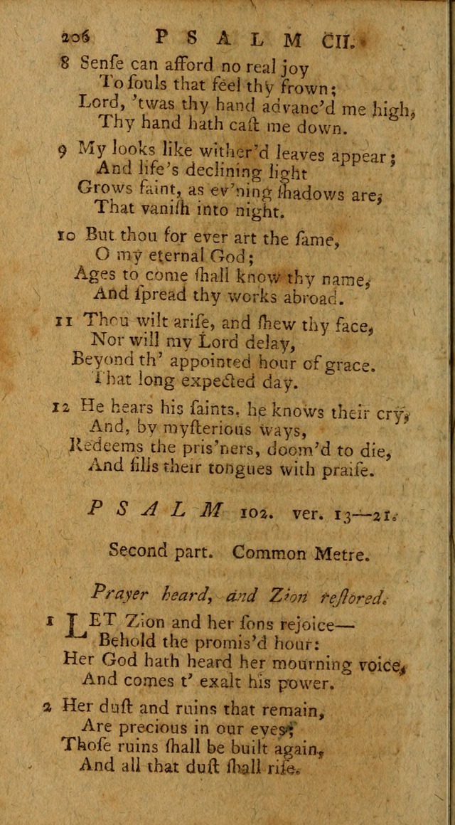 Psalms, carefully suited to the Christian worship in the United States of America: being an improvement of the old version of the Psalms of David ; allowed by the reverend Synod of New York and Philad page 206