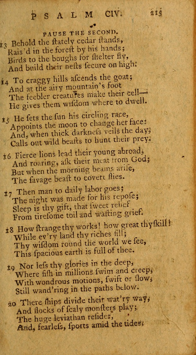 Psalms, carefully suited to the Christian worship in the United States of America: being an improvement of the old version of the Psalms of David ; allowed by the reverend Synod of New York and Philad page 215