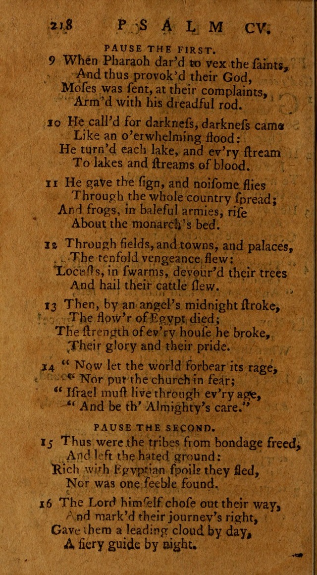 Psalms, carefully suited to the Christian worship in the United States of America: being an improvement of the old version of the Psalms of David ; allowed by the reverend Synod of New York and Philad page 218