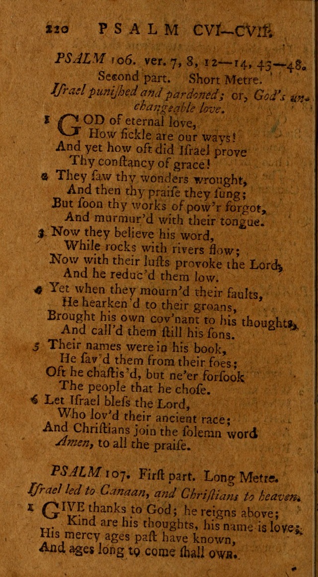 Psalms, carefully suited to the Christian worship in the United States of America: being an improvement of the old version of the Psalms of David ; allowed by the reverend Synod of New York and Philad page 220