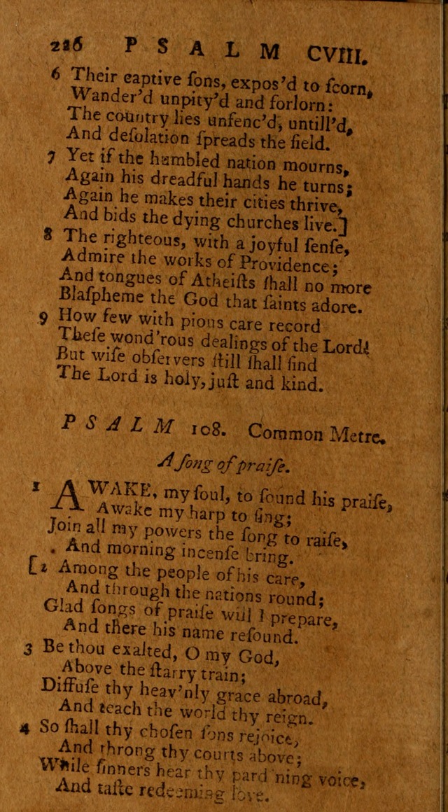 Psalms, carefully suited to the Christian worship in the United States of America: being an improvement of the old version of the Psalms of David ; allowed by the reverend Synod of New York and Philad page 226