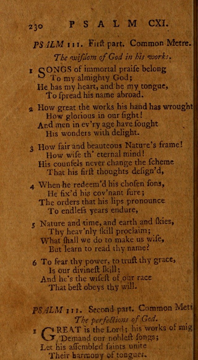 Psalms, carefully suited to the Christian worship in the United States of America: being an improvement of the old version of the Psalms of David ; allowed by the reverend Synod of New York and Philad page 230