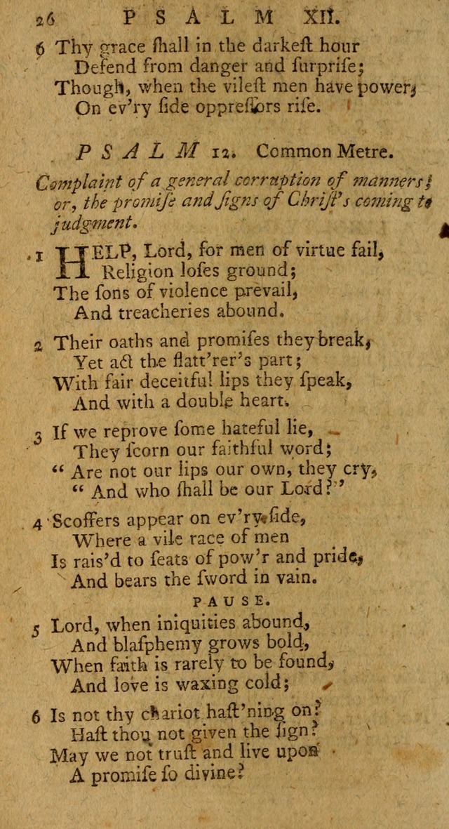 Psalms, carefully suited to the Christian worship in the United States of America: being an improvement of the old version of the Psalms of David ; allowed by the reverend Synod of New York and Philad page 26