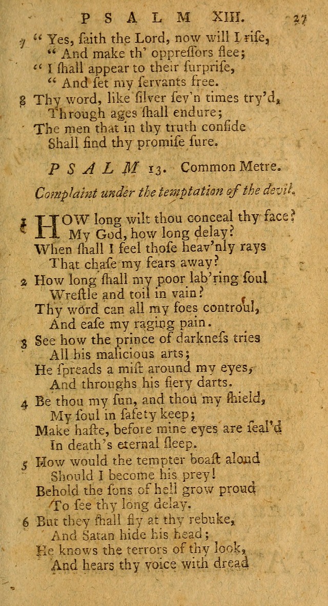 Psalms, carefully suited to the Christian worship in the United States of America: being an improvement of the old version of the Psalms of David ; allowed by the reverend Synod of New York and Philad page 27