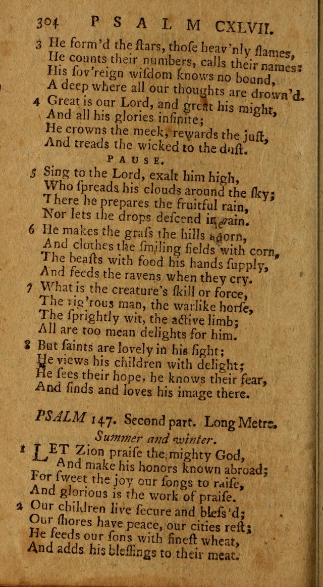 Psalms, carefully suited to the Christian worship in the United States of America: being an improvement of the old version of the Psalms of David ; allowed by the reverend Synod of New York and Philad page 306