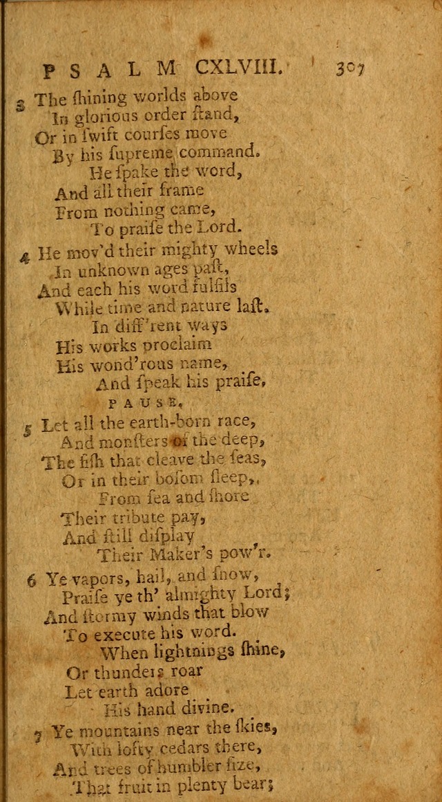 Psalms, carefully suited to the Christian worship in the United States of America: being an improvement of the old version of the Psalms of David ; allowed by the reverend Synod of New York and Philad page 309