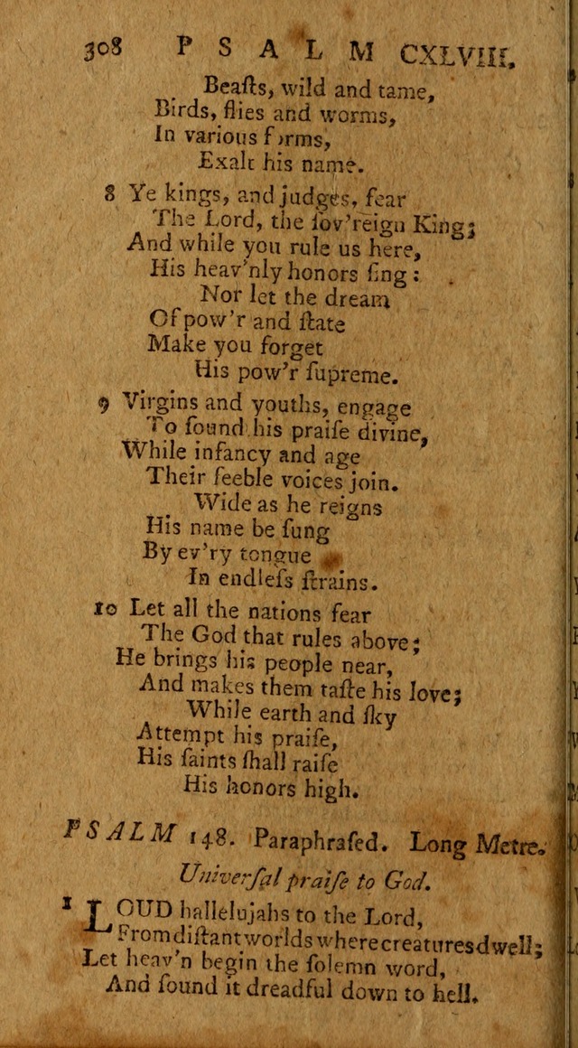 Psalms, carefully suited to the Christian worship in the United States of America: being an improvement of the old version of the Psalms of David ; allowed by the reverend Synod of New York and Philad page 310