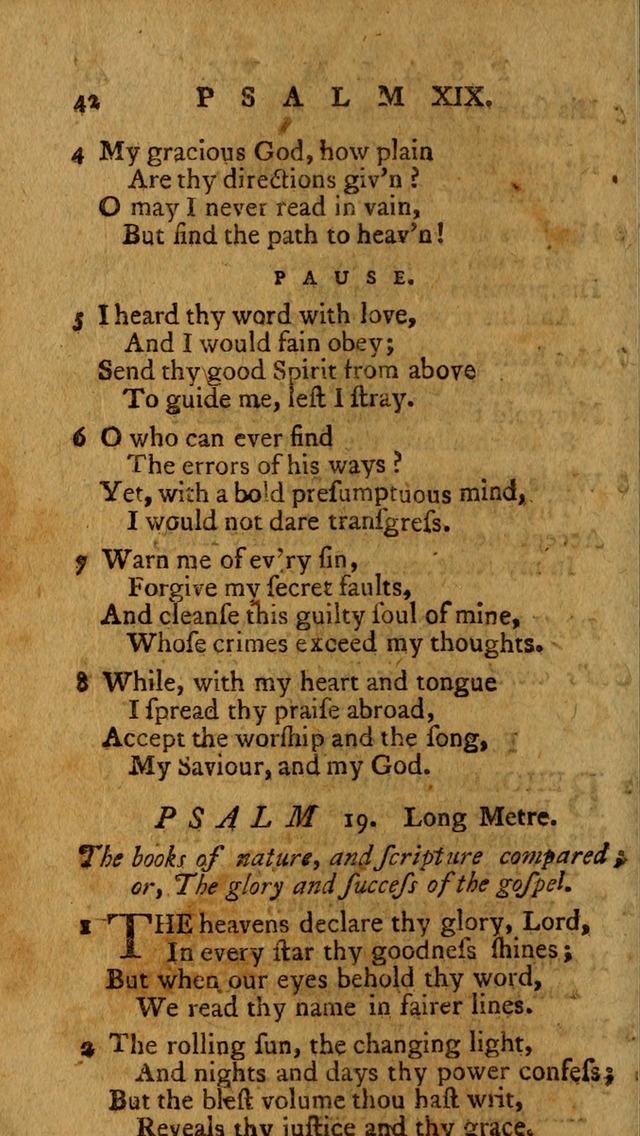 Psalms, carefully suited to the Christian worship in the United States of America: being an improvement of the old version of the Psalms of David ; allowed by the reverend Synod of New York and Philad page 42