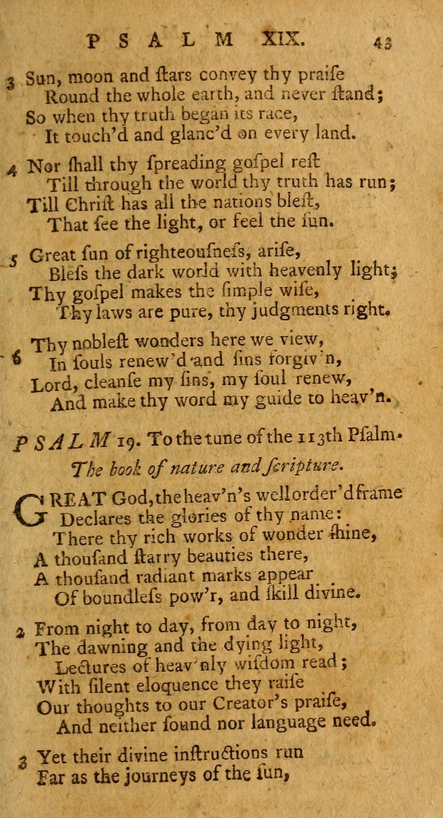 Psalms, carefully suited to the Christian worship in the United States of America: being an improvement of the old version of the Psalms of David ; allowed by the reverend Synod of New York and Philad page 43