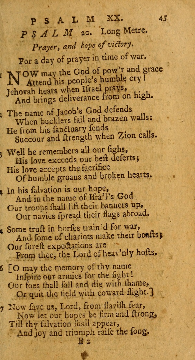 Psalms, carefully suited to the Christian worship in the United States of America: being an improvement of the old version of the Psalms of David ; allowed by the reverend Synod of New York and Philad page 45