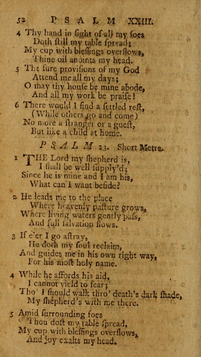 Psalms, carefully suited to the Christian worship in the United States of America: being an improvement of the old version of the Psalms of David ; allowed by the reverend Synod of New York and Philad page 52