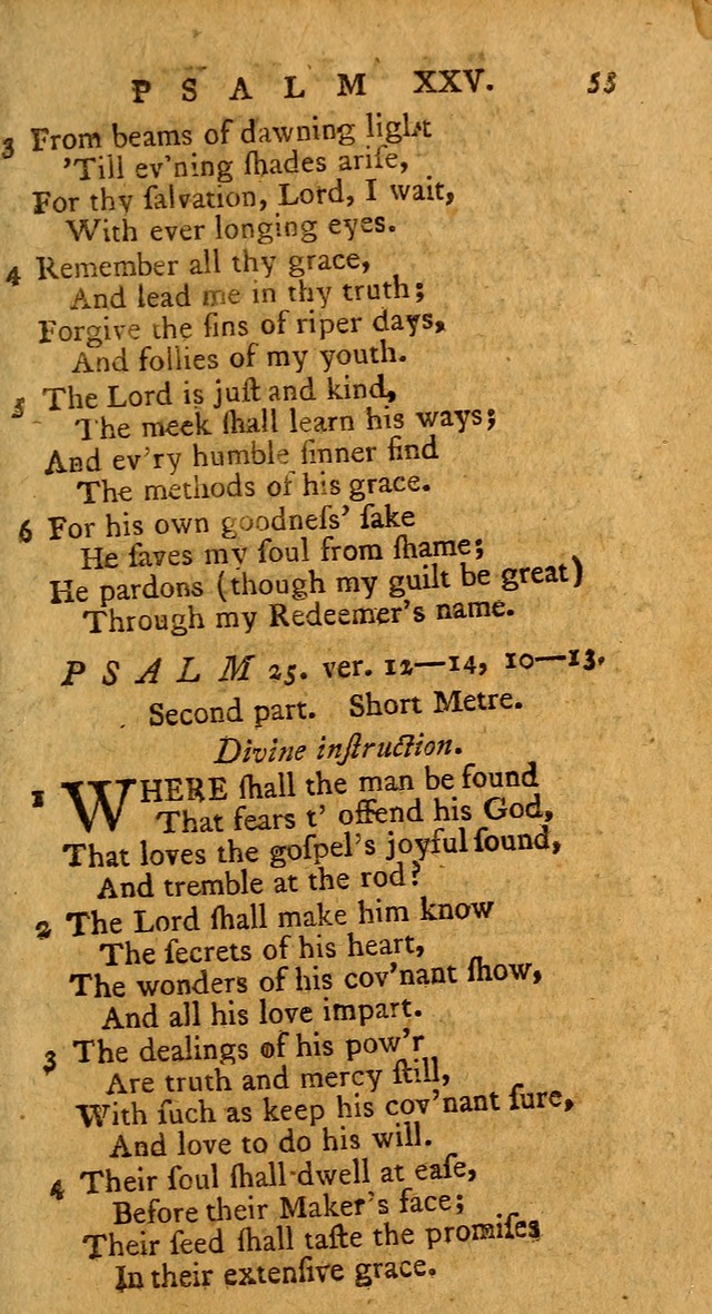 Psalms, carefully suited to the Christian worship in the United States of America: being an improvement of the old version of the Psalms of David ; allowed by the reverend Synod of New York and Philad page 55