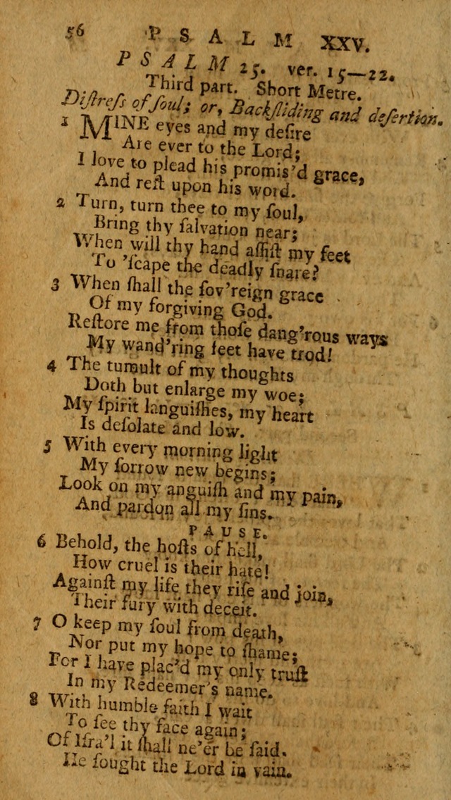 Psalms, carefully suited to the Christian worship in the United States of America: being an improvement of the old version of the Psalms of David ; allowed by the reverend Synod of New York and Philad page 56