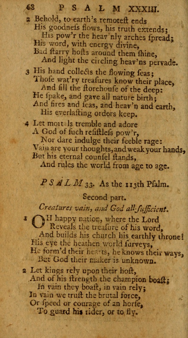 Psalms, carefully suited to the Christian worship in the United States of America: being an improvement of the old version of the Psalms of David ; allowed by the reverend Synod of New York and Philad page 68