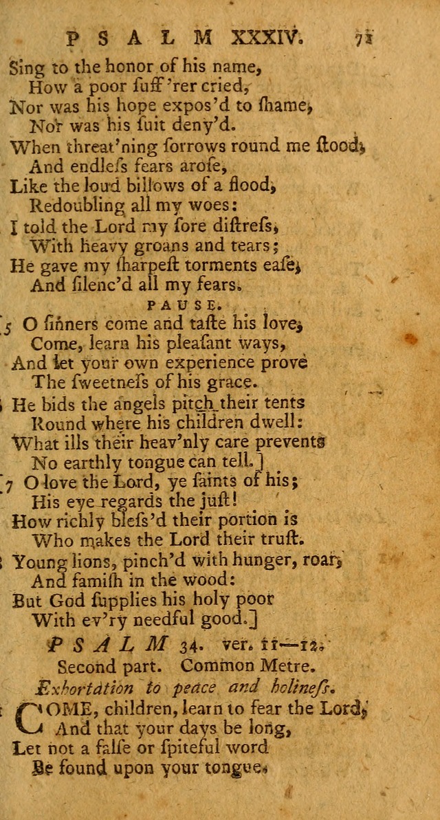 Psalms, carefully suited to the Christian worship in the United States of America: being an improvement of the old version of the Psalms of David ; allowed by the reverend Synod of New York and Philad page 71