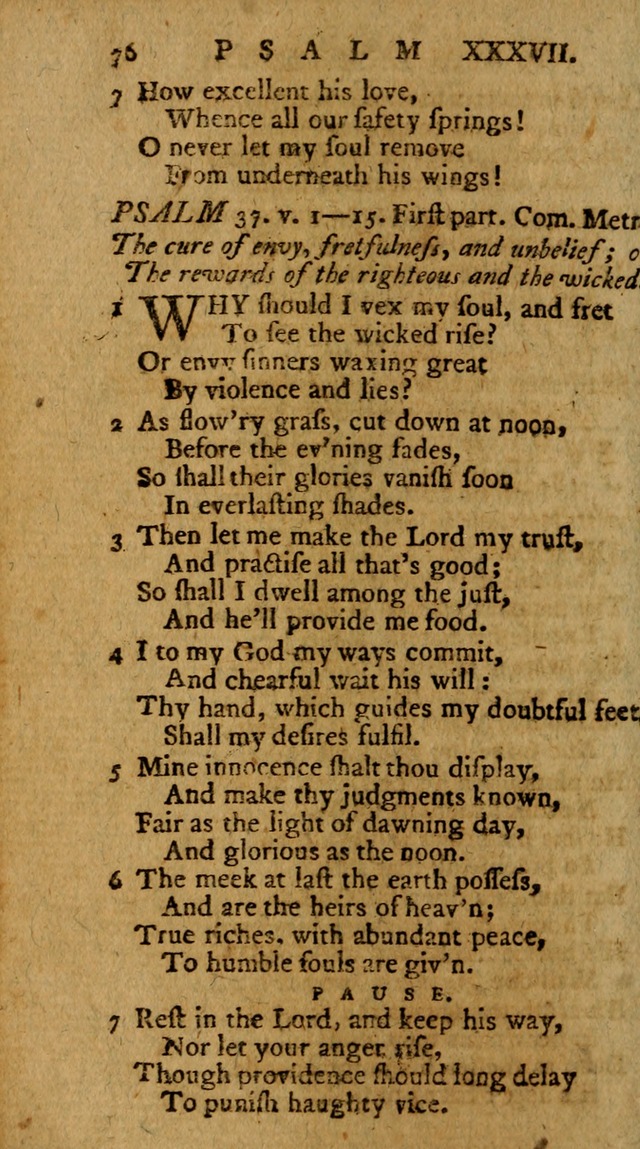 Psalms, carefully suited to the Christian worship in the United States of America: being an improvement of the old version of the Psalms of David ; allowed by the reverend Synod of New York and Philad page 76