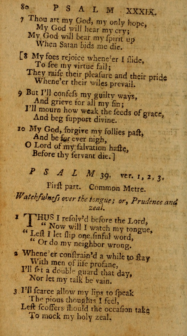 Psalms, carefully suited to the Christian worship in the United States of America: being an improvement of the old version of the Psalms of David ; allowed by the reverend Synod of New York and Philad page 80