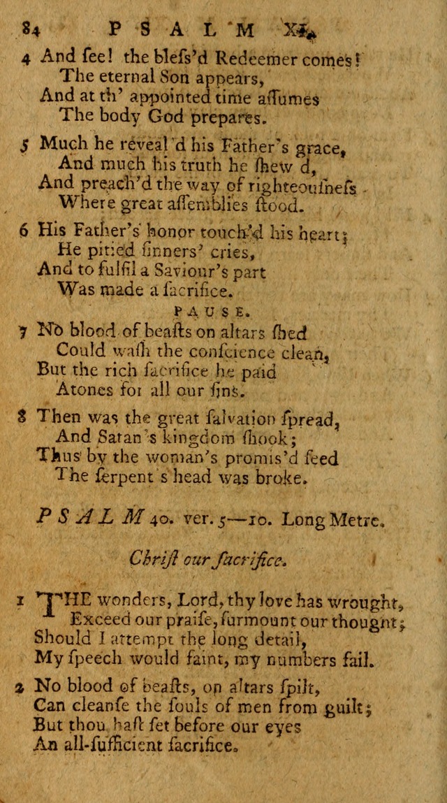 Psalms, carefully suited to the Christian worship in the United States of America: being an improvement of the old version of the Psalms of David ; allowed by the reverend Synod of New York and Philad page 84