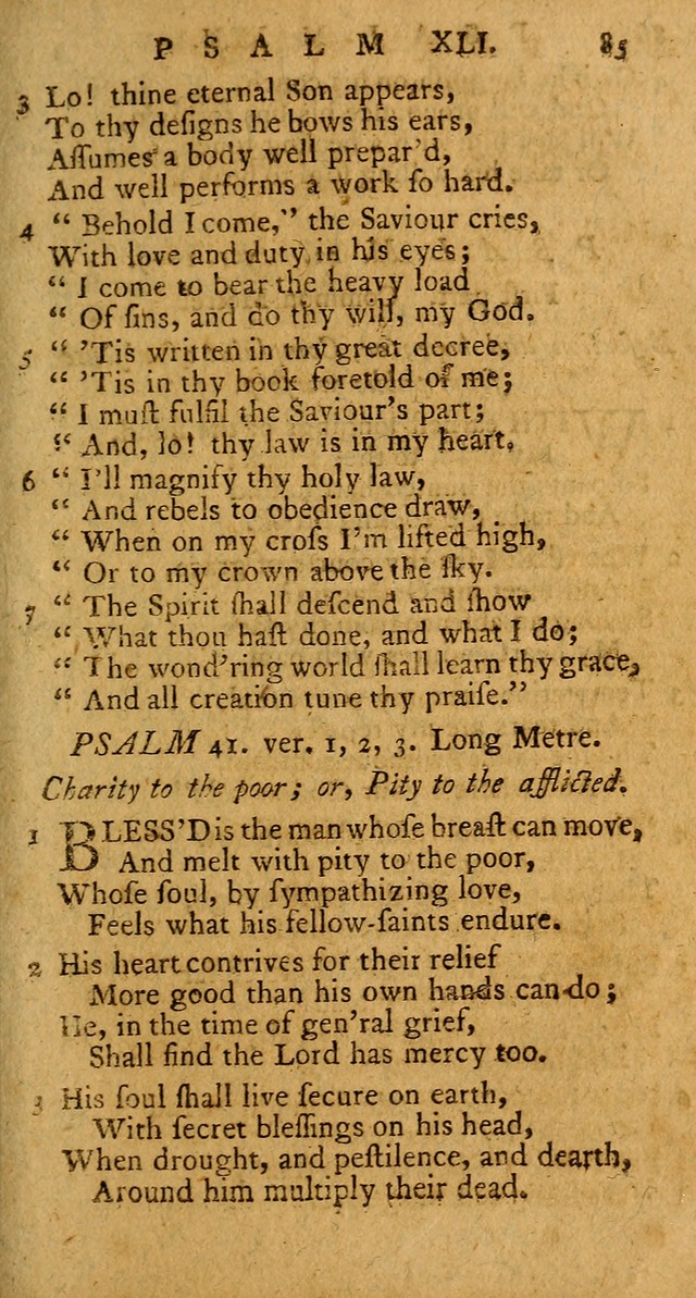 Psalms, carefully suited to the Christian worship in the United States of America: being an improvement of the old version of the Psalms of David ; allowed by the reverend Synod of New York and Philad page 85