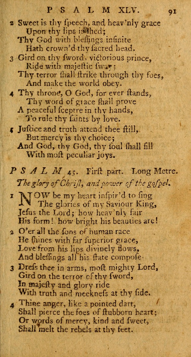 Psalms, carefully suited to the Christian worship in the United States of America: being an improvement of the old version of the Psalms of David ; allowed by the reverend Synod of New York and Philad page 91