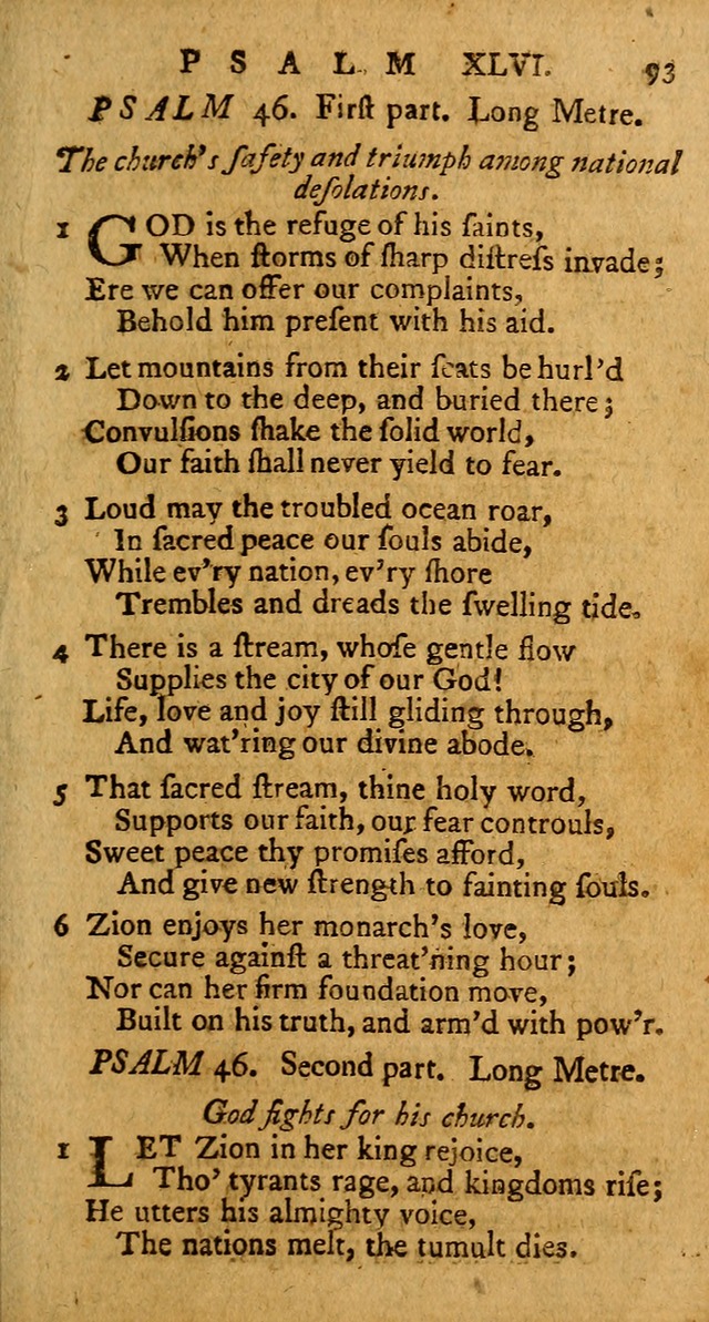 Psalms, carefully suited to the Christian worship in the United States of America: being an improvement of the old version of the Psalms of David ; allowed by the reverend Synod of New York and Philad page 93