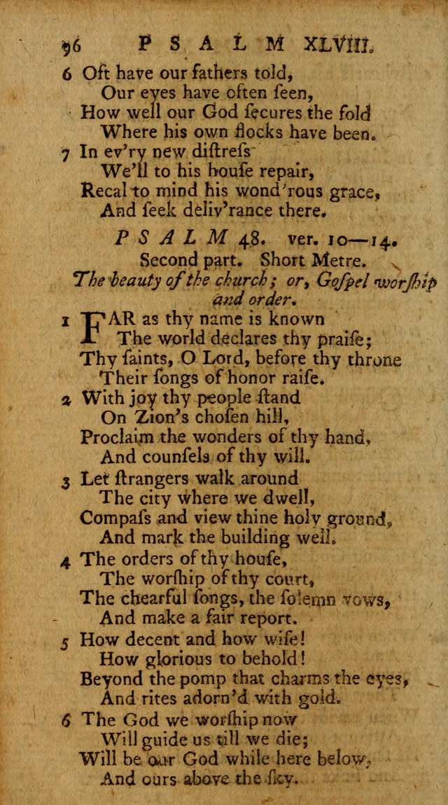 Psalms, carefully suited to the Christian worship in the United States of America: being an improvement of the old version of the Psalms of David ; allowed by the reverend Synod of New York and Philad page 96