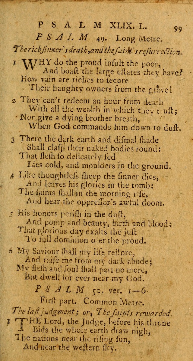 Psalms, carefully suited to the Christian worship in the United States of America: being an improvement of the old version of the Psalms of David ; allowed by the reverend Synod of New York and Philad page 99