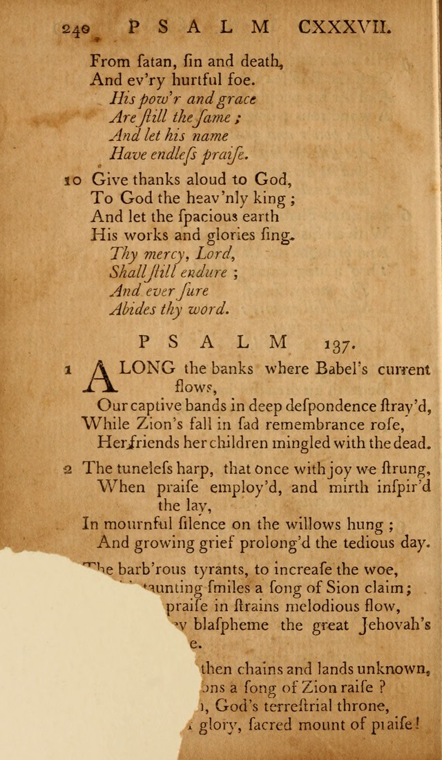 The Psalms of David: with hymns and spiritual songs: also, the catechism, confession of faith, and liturgy of the Reformed Church in the Netherlands page 240