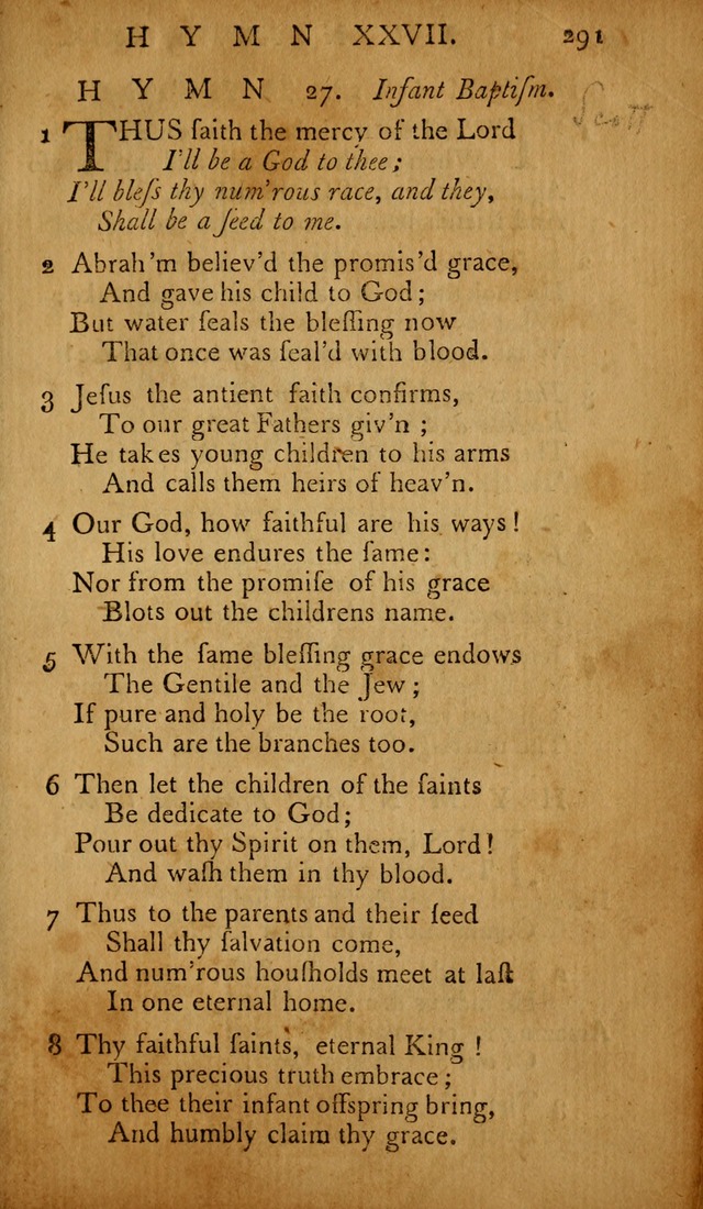 The Psalms of David: with hymns and spiritual songs: also, the catechism, confession of faith, and liturgy of the Reformed Church in the Netherlands page 291