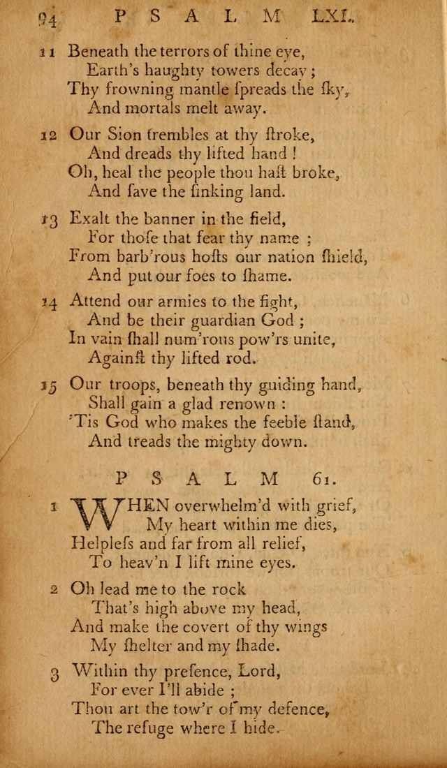 The Psalms of David: with hymns and spiritual songs: also, the catechism, confession of faith, and liturgy of the Reformed Church in the Netherlands page 94
