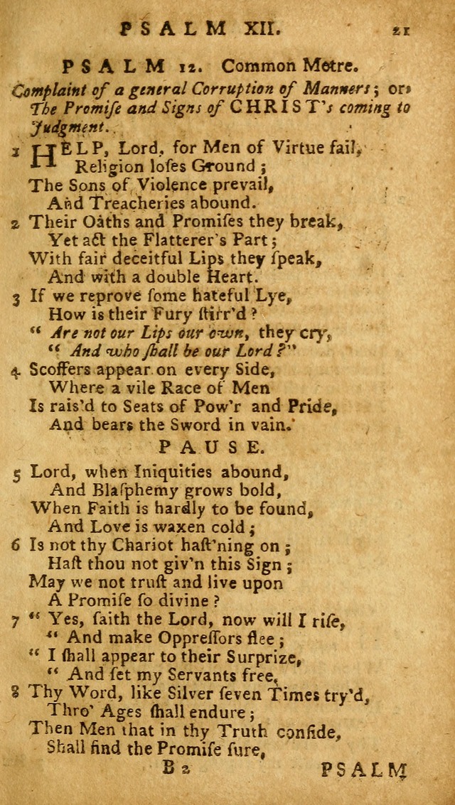 The Psalms of David: imitated in the language of the New Testament, and applied to the Christian state and worship (27th ed.) page 21