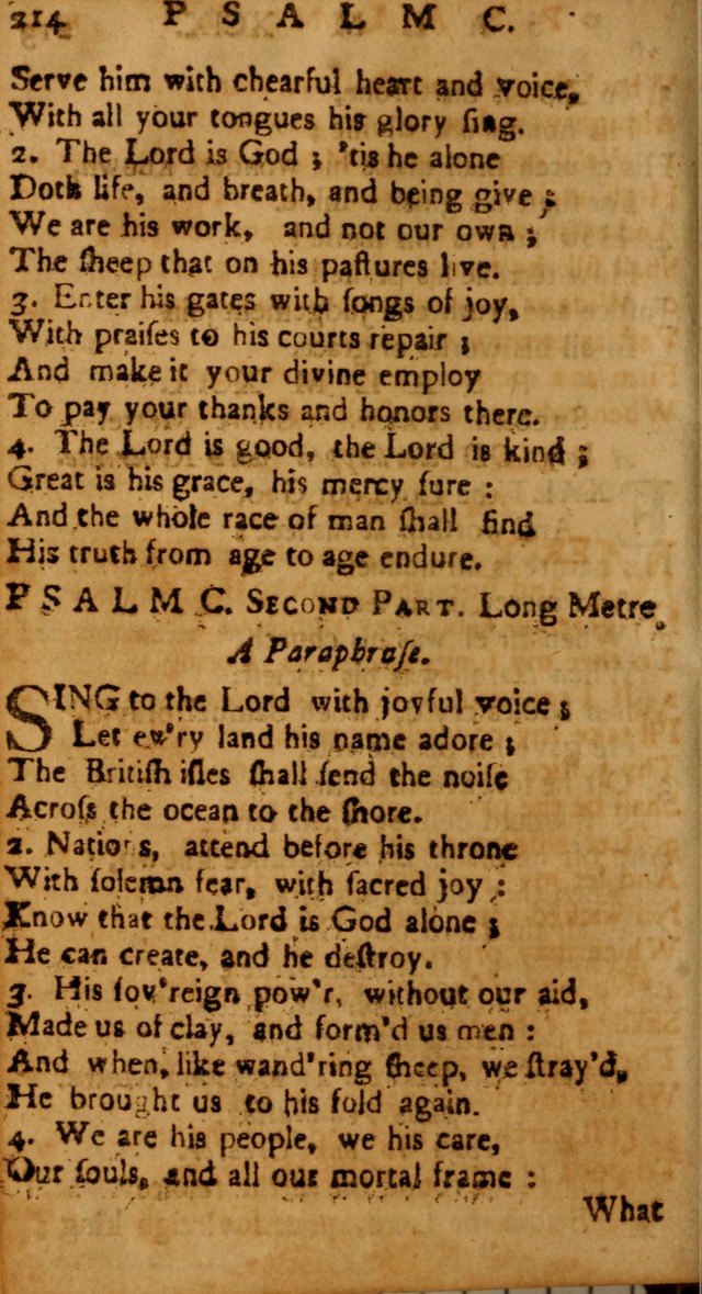 The Psalms of David: imitated in the language of the New Testament, and applied to the Christian state and worship page 214