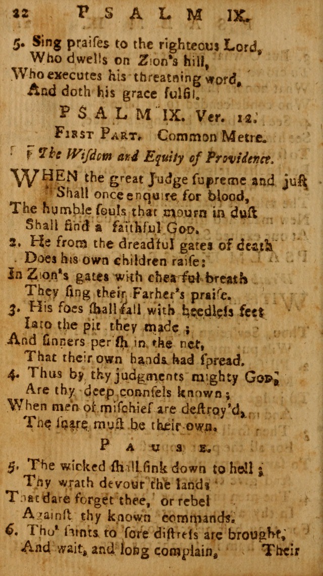 The Psalms of David: imitated in the language of the New Testament, and applied to the Christian state and worship page 22