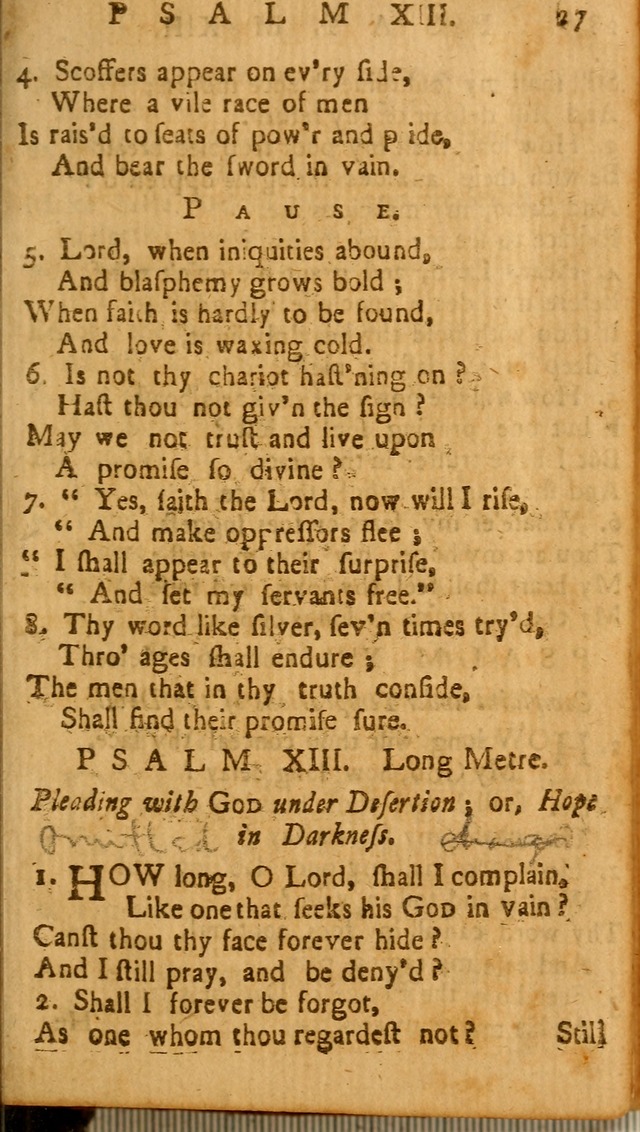 The Psalms of David: imitated in the language of the New Testament, and applied to the Christian state and worship page 27