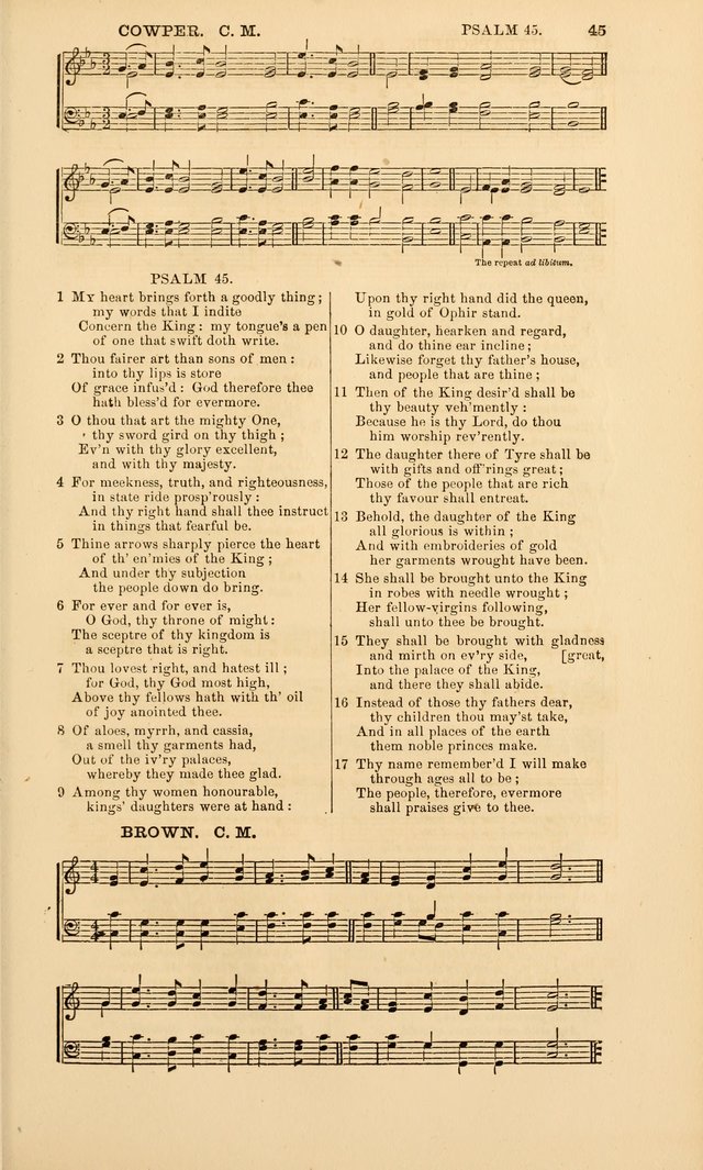 The Psalms of David: with a selection of standard music appropriately arranged according to sentiment of each Psalm or portion of Psalm (8th ed.) page 45