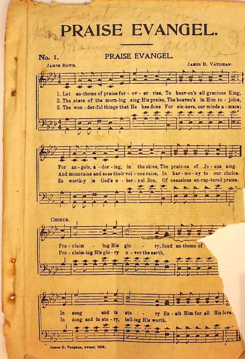 Praise Evangel: for Sunday-schools, revivals, singing-schools, conventions and general use in Christian work and worship page 1