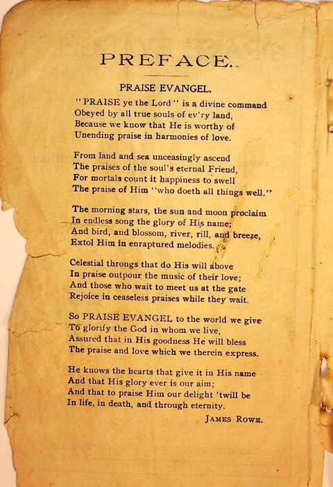 Praise Evangel: for Sunday-schools, revivals, singing-schools, conventions and general use in Christian work and worship page iii