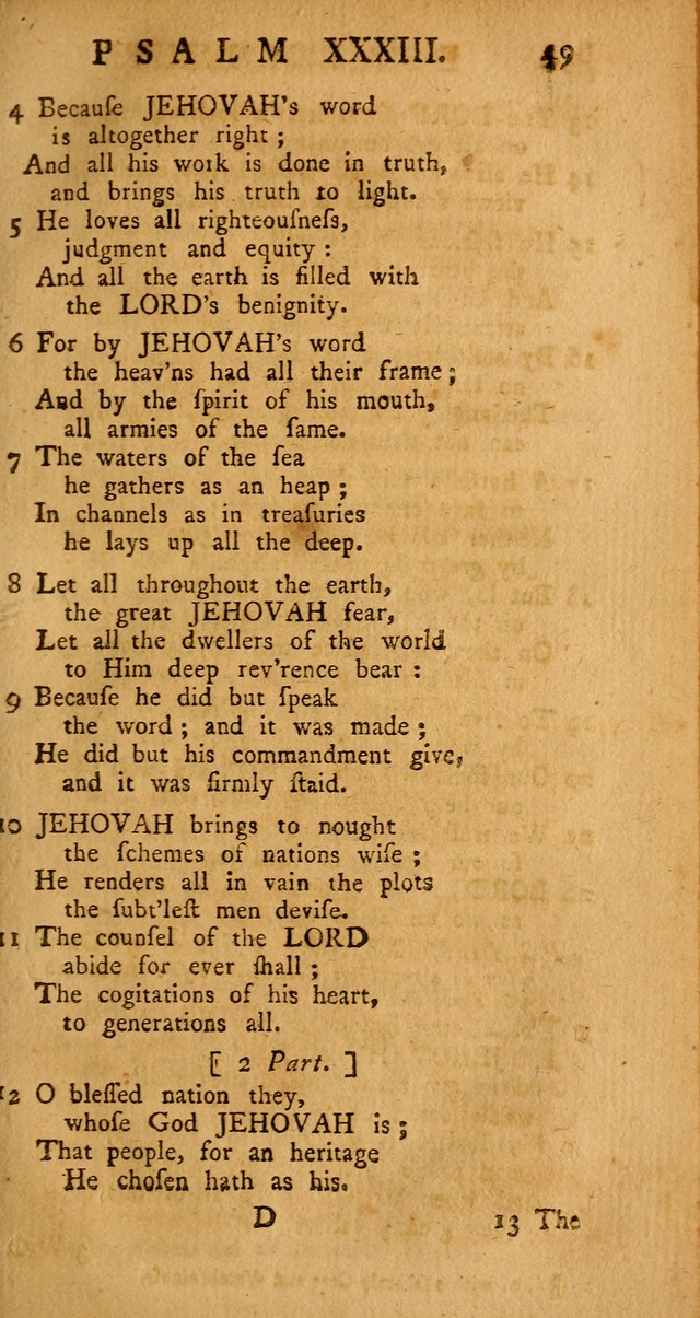 The Psalms Hymns and Spiritual Songs of the Old and New Testament, faithfully translated into English Metre: being the New-England Psalm-Book, revised and improved... (2nd ed.) page 49