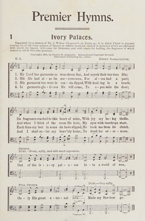 Premier Hymns: Selections for the Church, the Sunday School, young people