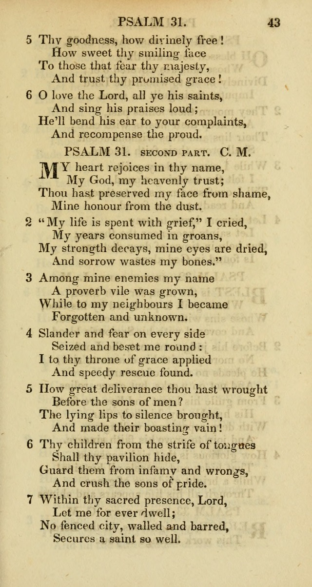 Psalms and Hymns Adapted to Public Worship, and Approved by the General Assembly of the Presbyterian Church in the United States of America page 43