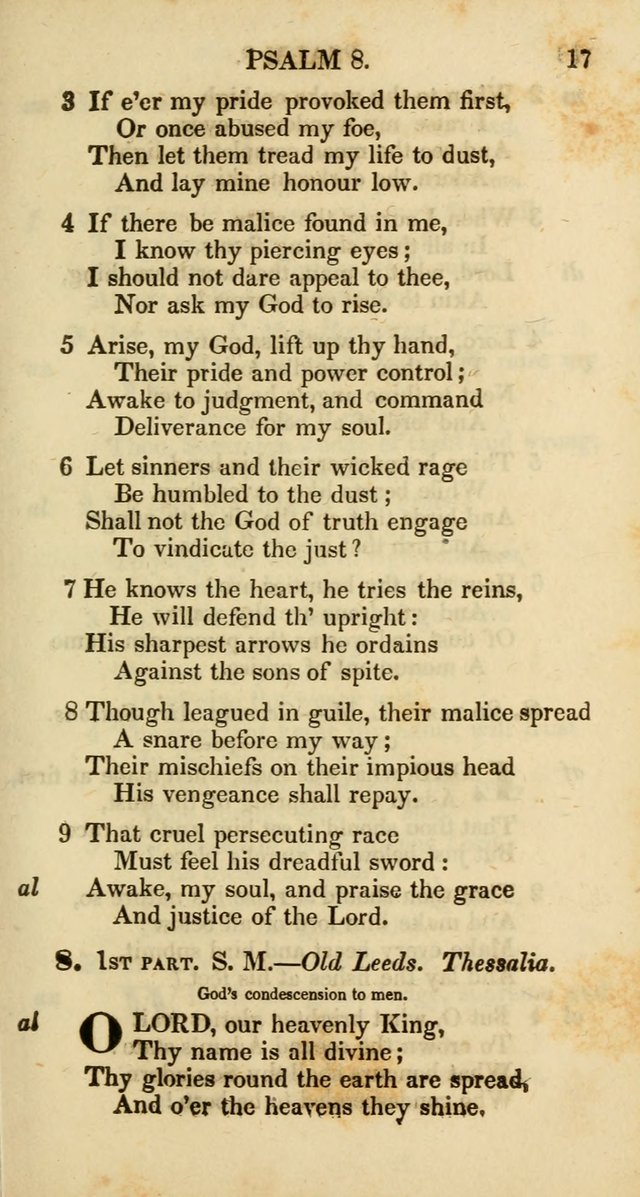 Psalms and Hymns, Adapted to Public Worship: and approved by the General Assembly of the Presbyterian Church in the United States of America: the latter being arranged according to subjects... page 17