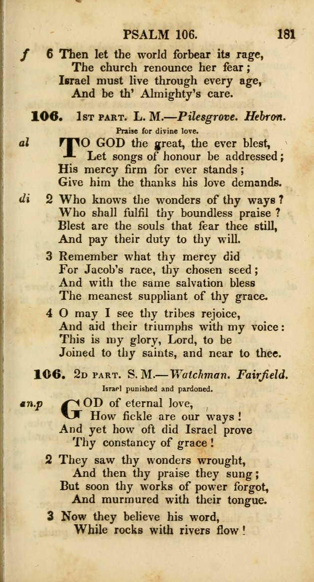 Psalms and Hymns, Adapted to Public Worship: and approved by the General Assembly of the Presbyterian Church in the United States of America: the latter being arranged according to subjects... page 181